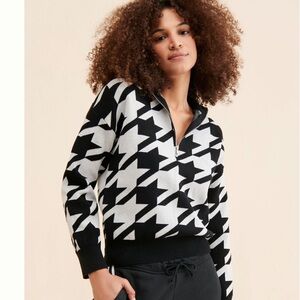 Free People Houndstooth Quarter Zip